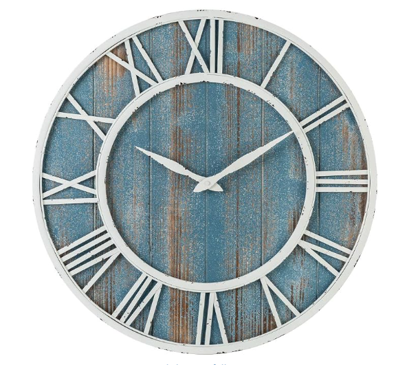 Coastal Wall Clock Solid Wood And Metal 24"