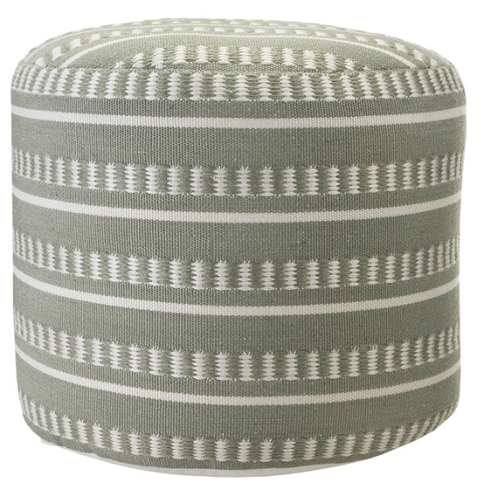 Hand-Made Green Cylinder Pouf 20"
