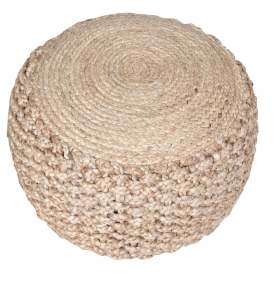 Hand-Made 100% Jute Round Pouf 20"