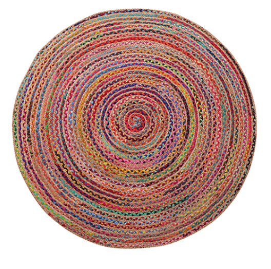 Hand Braided Jute Cotton Chindi Rug Multi