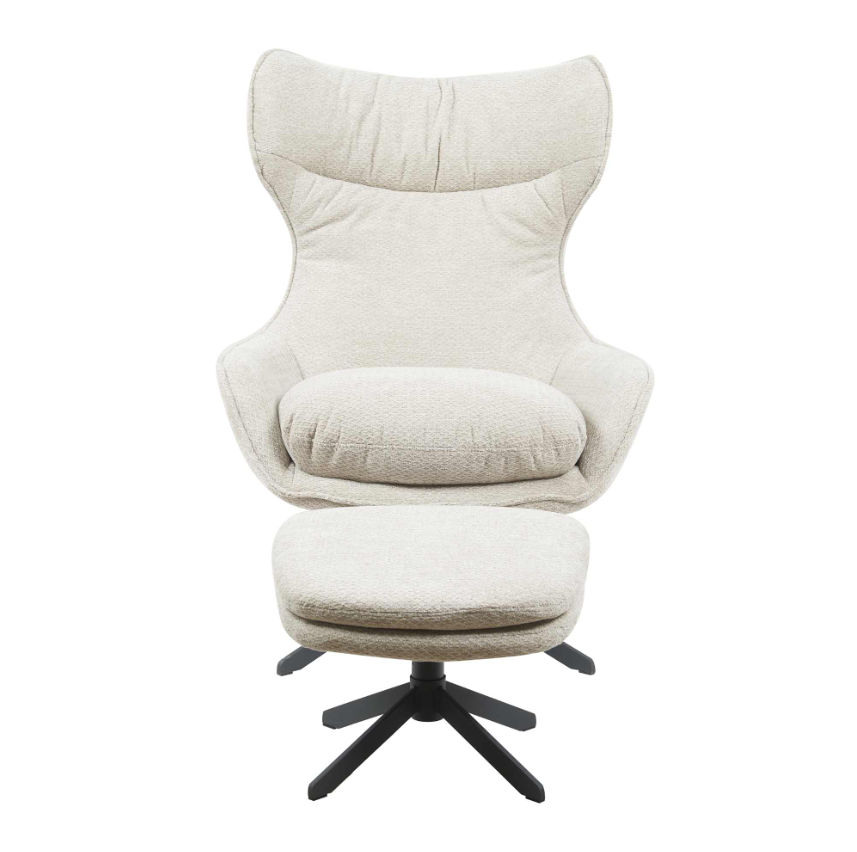 Swivel Armchair With Ottoman Taupe