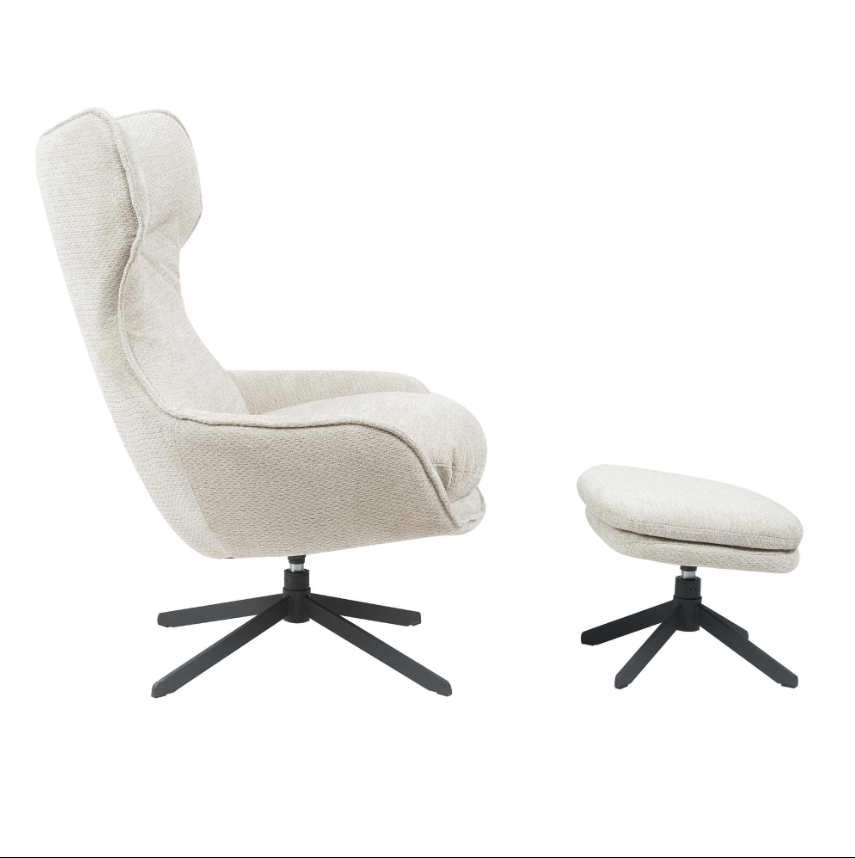 Swivel Armchair With Ottoman Taupe