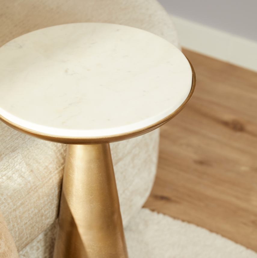 Essy Side Table White Marble
