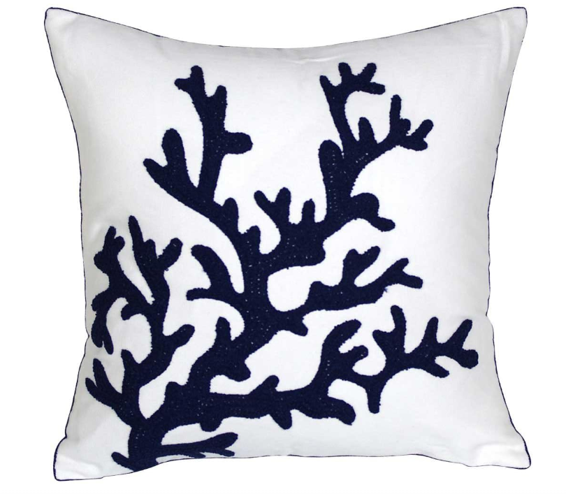 Decorative Embroidered Nautical Pillow 18 x 18"