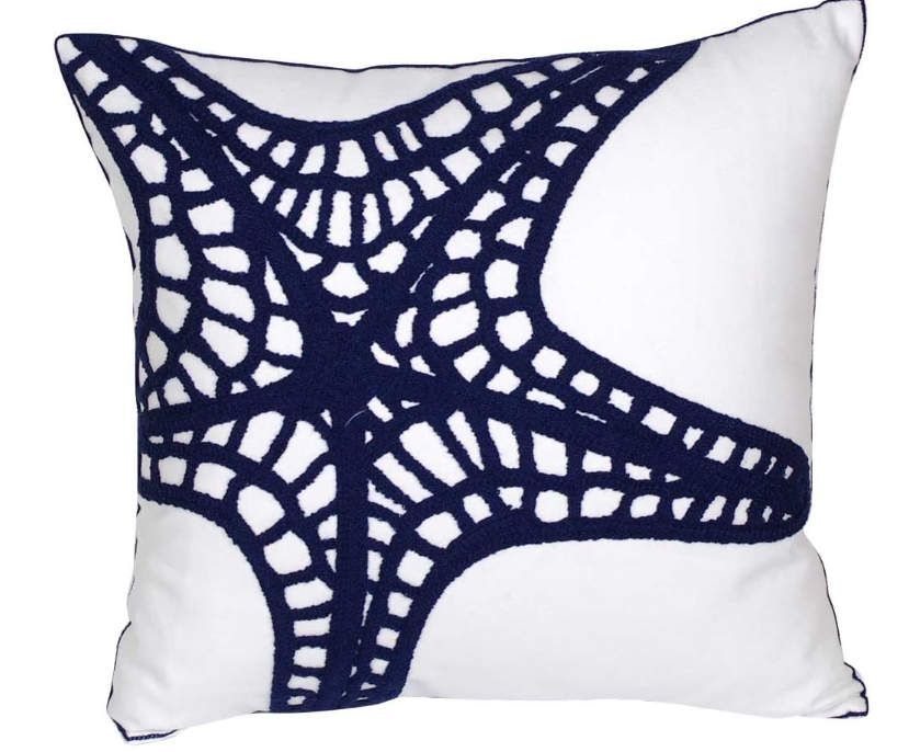 Decorative Embroidered Nautical Pillow 18 x 18"