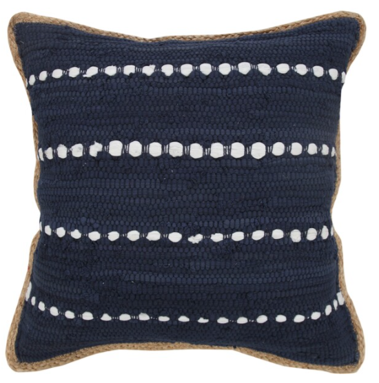 Hand-Woven Cotton Jute Pillow 20 x 20"