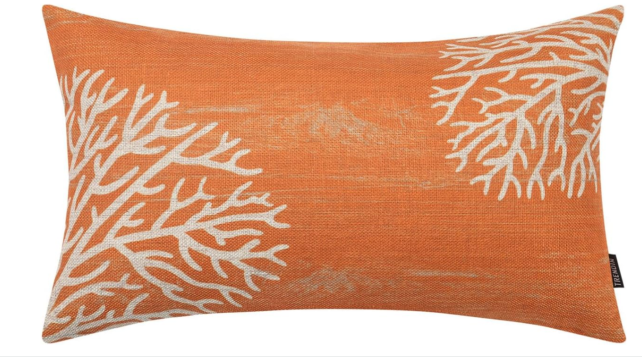 Decorative Coral Nautical Pillow 12x20"