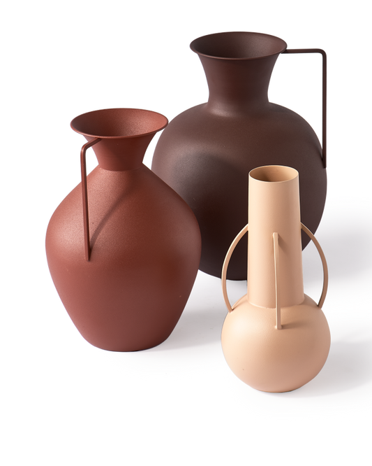Roman Brown Vases Set Of 3